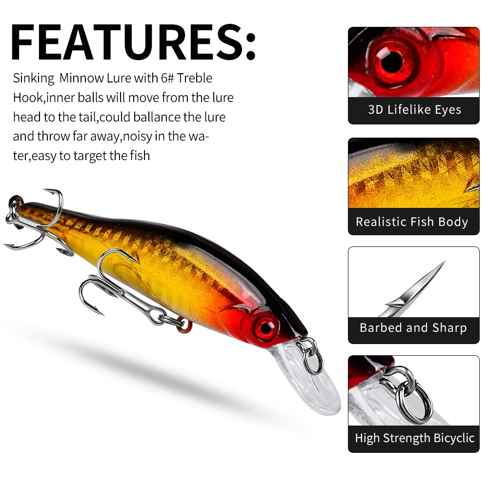 5 Colors Squid Sea Minnow Fish - Fishing Lure Jerkbait 评论和价格