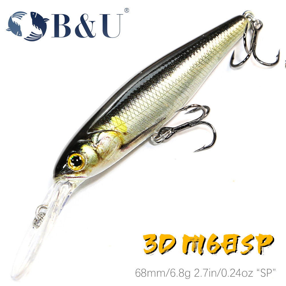 B&U  68mm 3D Printing Shad Sus - Fishing Lure Jerkbait 评论和价格