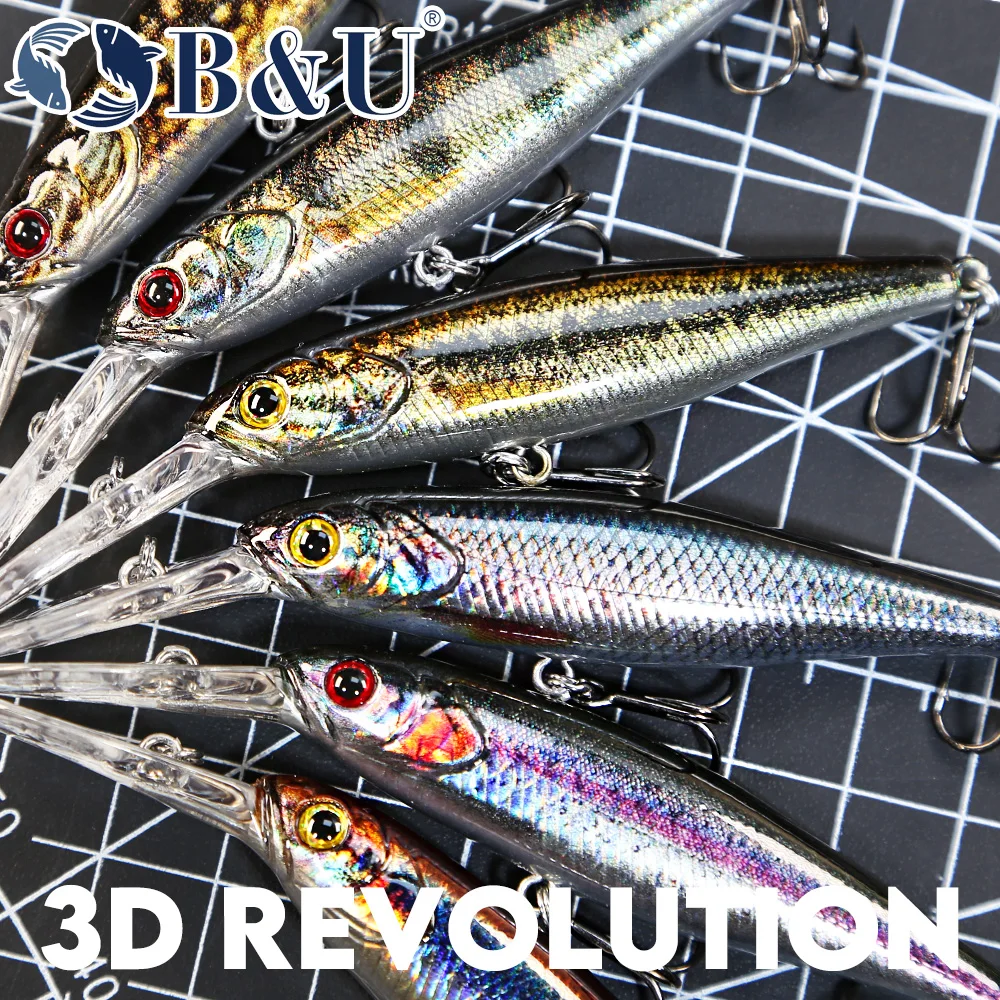B&U  68mm 3D Printing Shad Sus - Fishing Lure Jerkbait 评论和价格