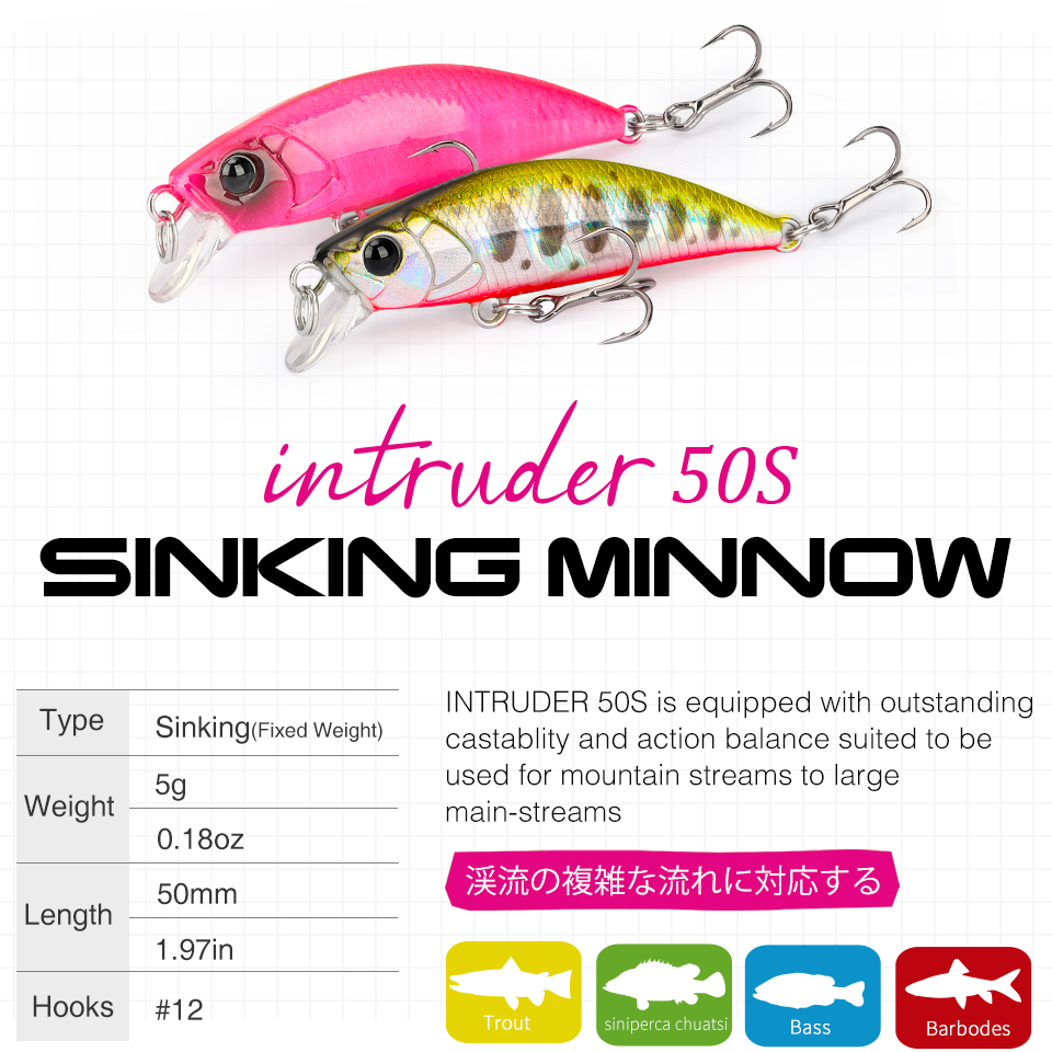 TSURINOYA 50S NEW COLOR 5cm 5g - Fishing Lure Jerkbait 评论和价格
