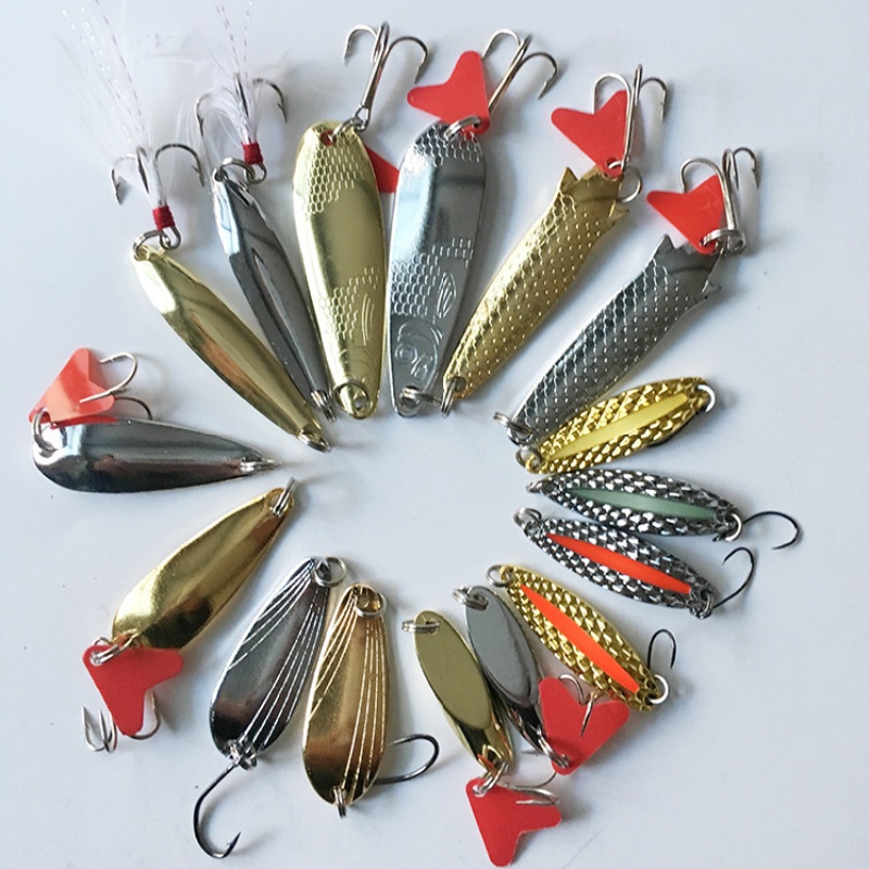 Fishing Lure Kit 16 Pcs Sets T - Fishing Lure Spoon 评论和价格