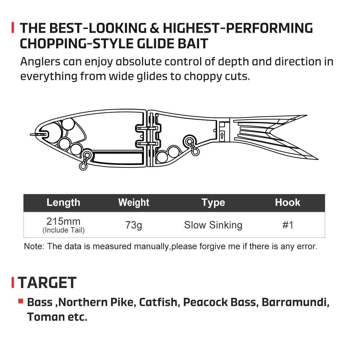 Noeby 215mm 73gAmata Glide Swi - Fishing Lure Spinnerbait 评论和价格